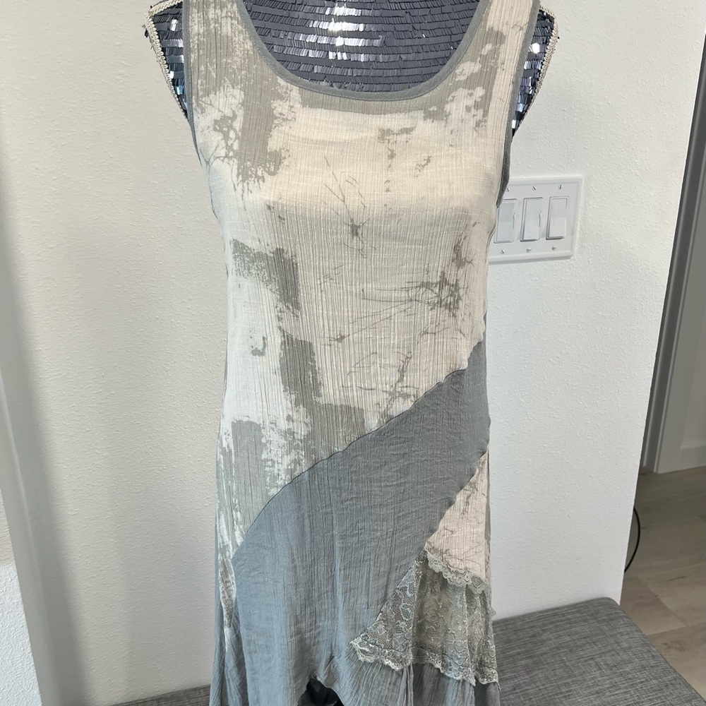 Glam & Fame gauze like dress, varied hemline, size S.